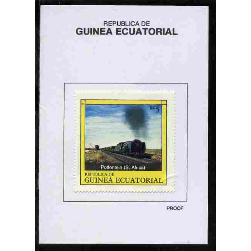 Equatorial Guinea 1977 LOCOMOTIVES 5EK on PROOF CARD