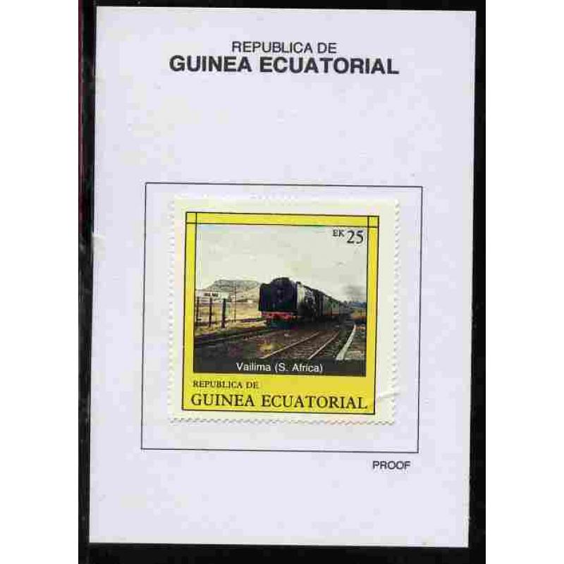 Equatorial Guinea 1977 LOCOMOTIVES 25EK on PROOF CARD