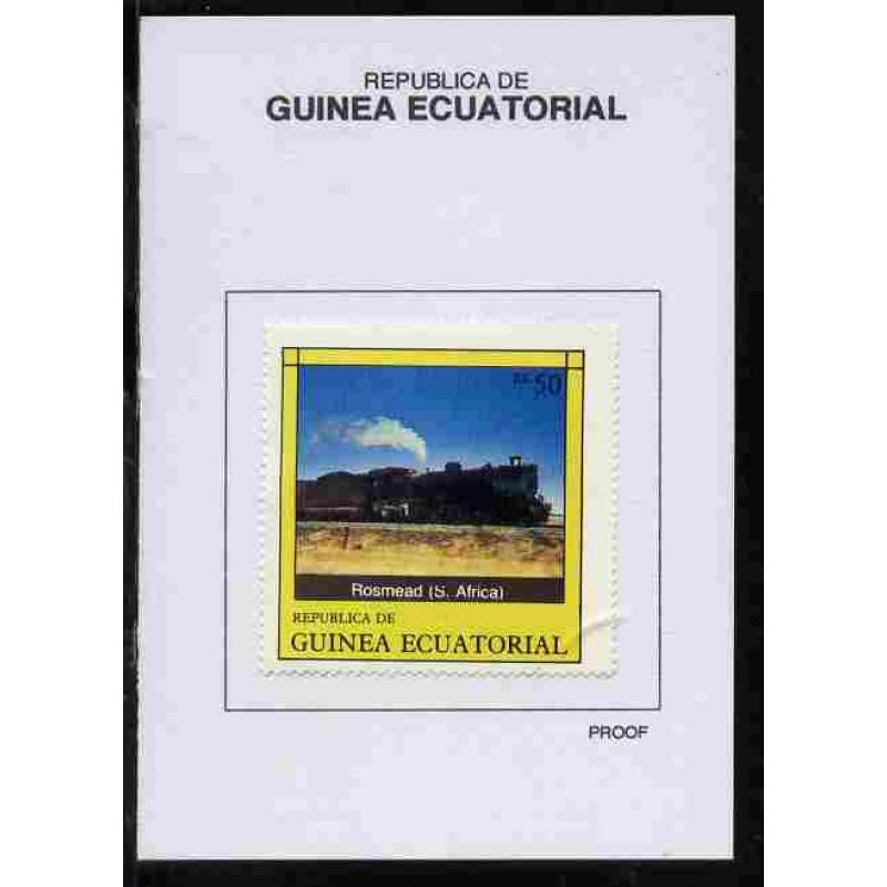 Equatorial Guinea 1977 LOCOMOTIVES 50EK on PROOF CARD
