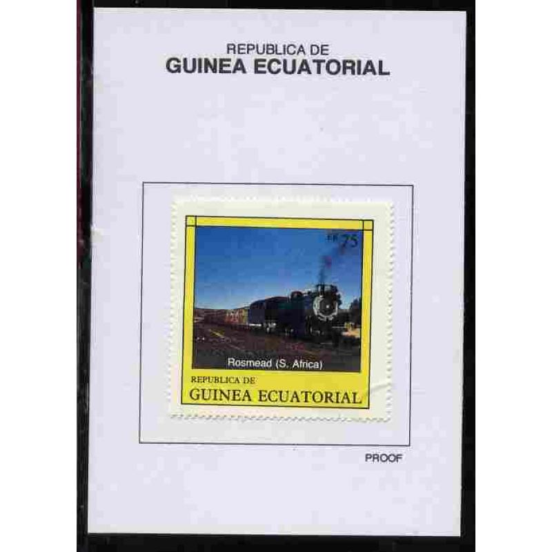 Equatorial Guinea 1977 LOCOMOTIVES 75EK on PROOF CARD