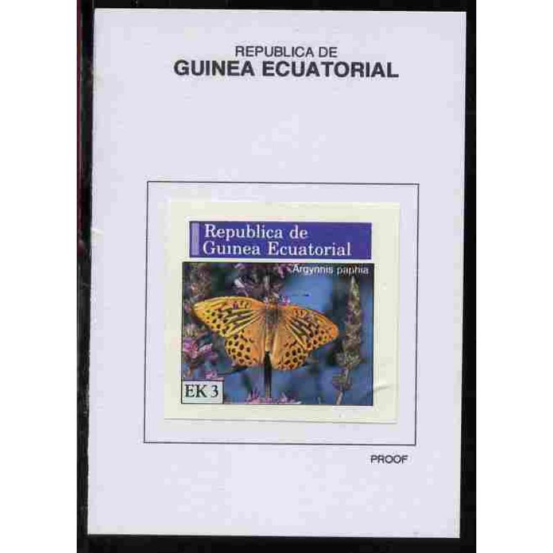 Equatorial Guinea 1976  BUTTERFLIES  3EK on PROOF CARD