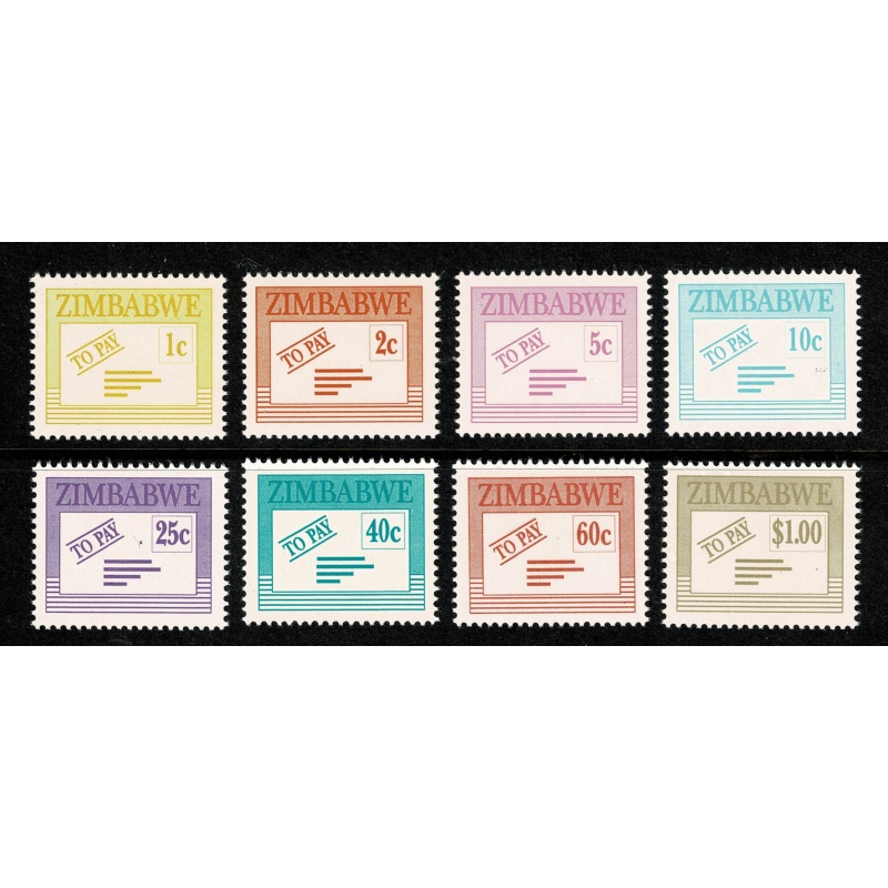 Zimbabwe. 1995 Postage Due. Set of 8 values. Unmounted Mint