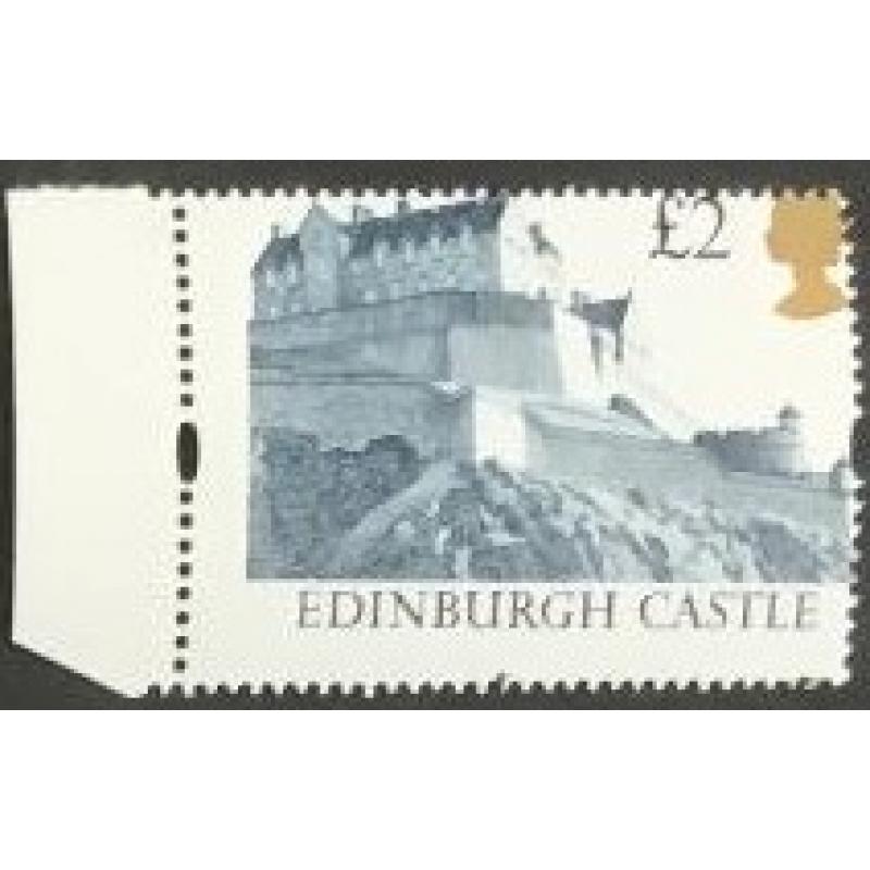 £2 Castle High Value. SHIFT OF VERTICAL & HORIZONTAL  PERFORATIONS