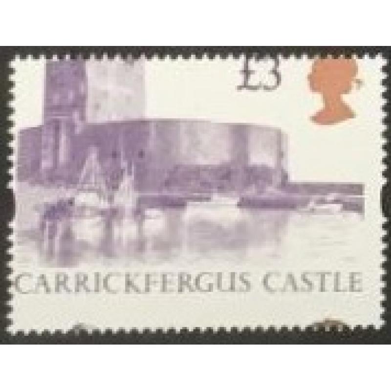 £3 Castle High Value. SHIFT OF VERTICAL & HORIZONTAL  PERFORATIONS