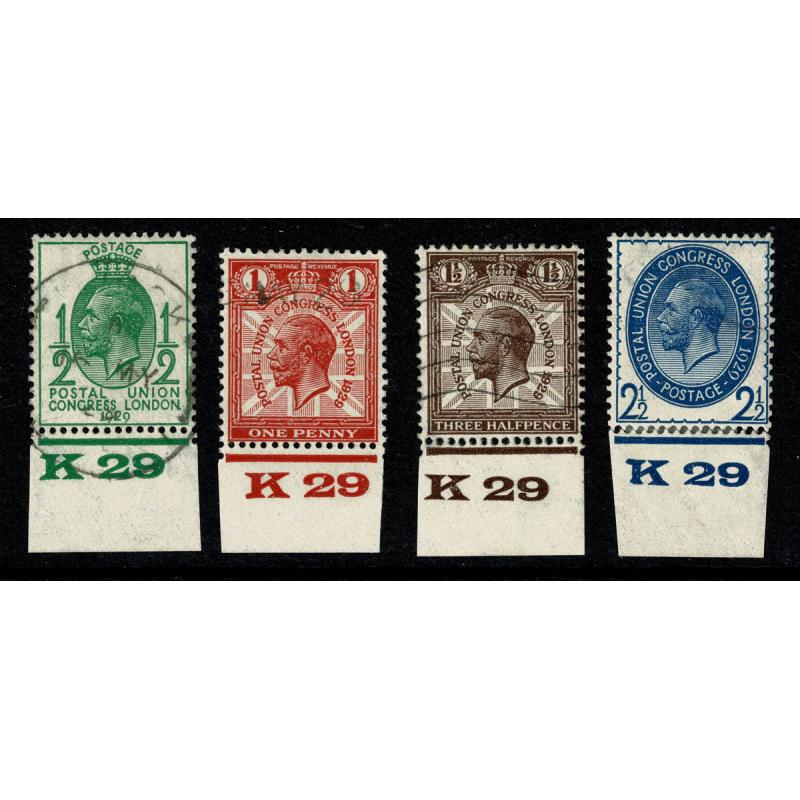 1929 Postal Union Congress  Set of four K29 control singles. Used.
