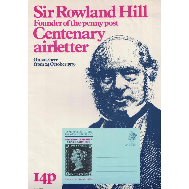 1979 Sir Rowland Hill Centenary Airletter Post Office A4 Wall Poster (POP 20)