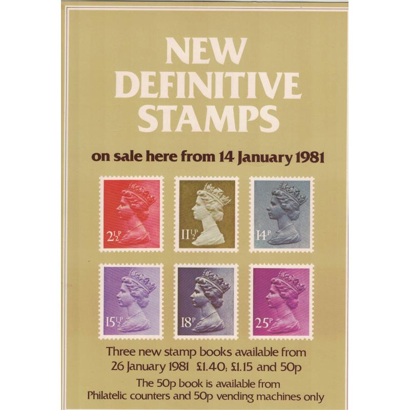 1981 New Definitive Stamps Post Office A4 Wall Poster (POP 27)