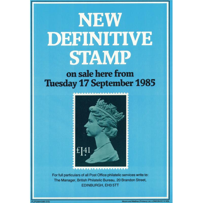 1985 New Definitive (£1.41) Post Office A4 Wall Poster (POP 47)