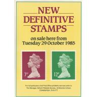1985 New Definitives Post Office A4 Wall Poster (POP 67)