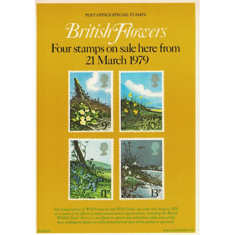 1979 British Flowers Post Office A4 Wall Poster (POP 7)