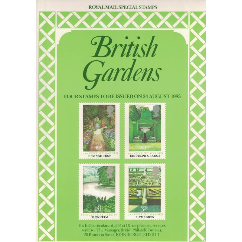 1983 British Gardens Post Office A4 Wall Poster (POP 71)