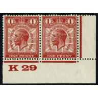 1929 Postal Union Congress 1d. K29 Control pair