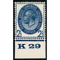 1929 Postal Union Congress 2½d. K29 Control single