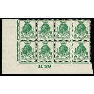 1929 Postal Union Congress ½d. K29 Control block of eight