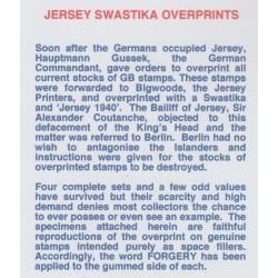Jersey 1940 SWASTIKA OVERPRINT on KG6 7d def - FORGERY mnh