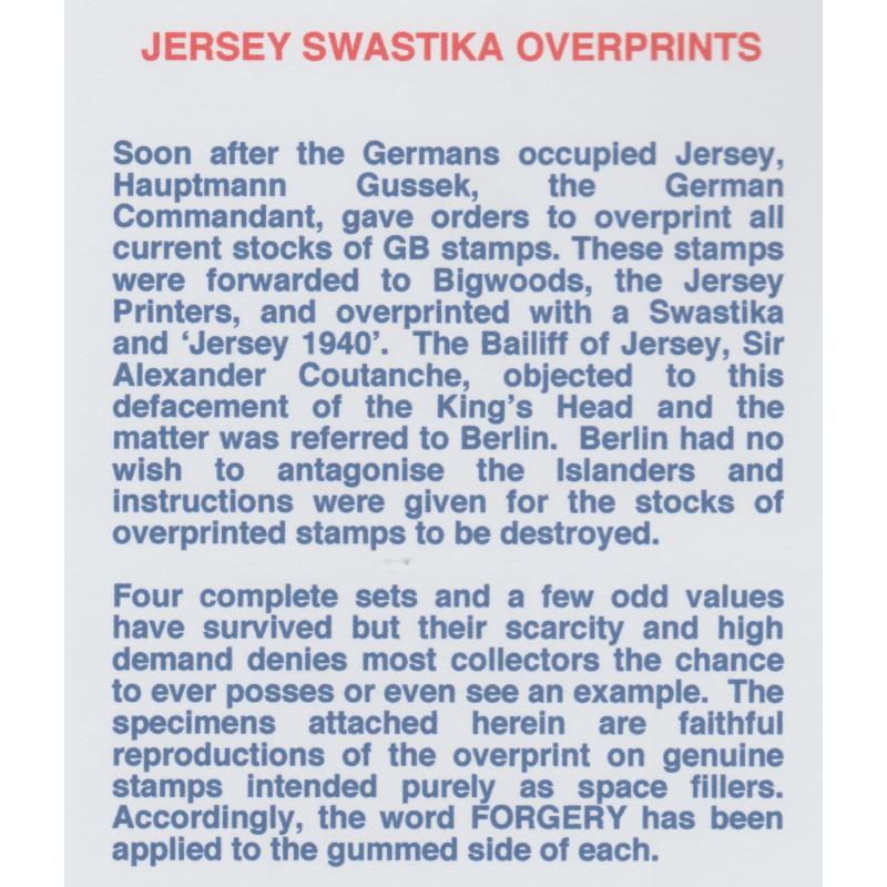 Jersey 1940 SWASTIKA OVERPRINT on KG6 6d def - FORGERY mnh