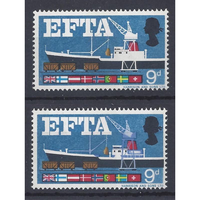 1967 EFTA 9d (PHOSPHOR) LILAC OMITTED ERROR