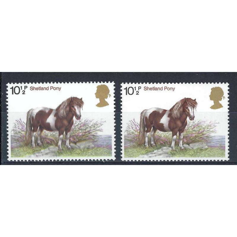 1978 HORSES 10.5p BLACK/GREY COLOUR SHIFT ERROR