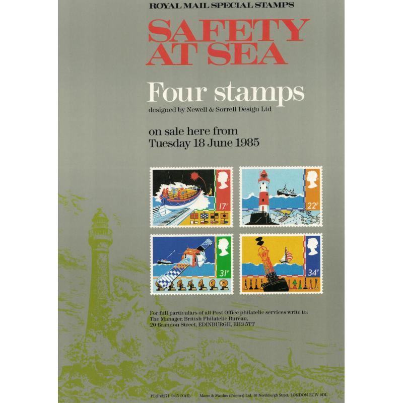 1985 Safety at Sea Post Office A4 Wall Poster (POP 48)